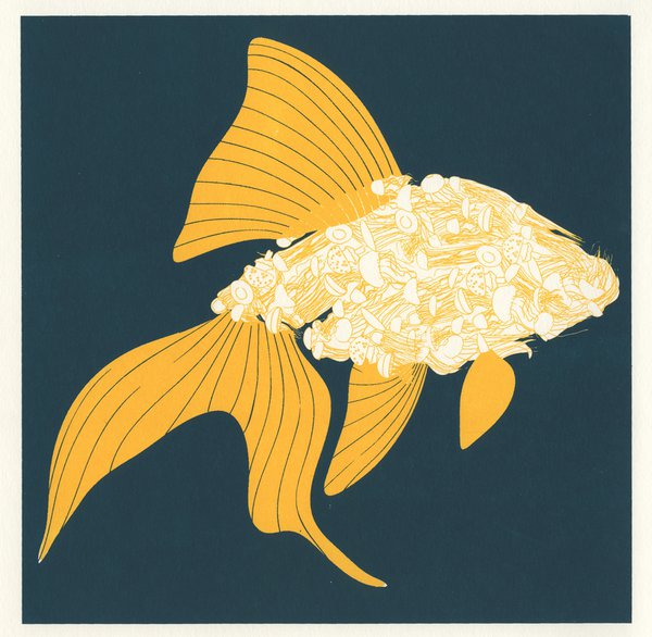 Golden fish screenprint